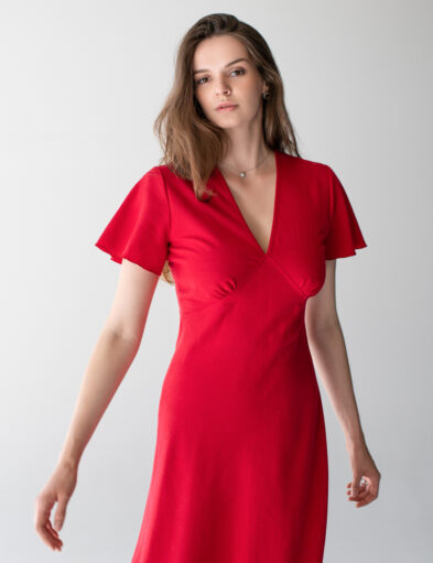 Red Cotton Dress By Deeva