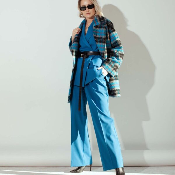 Turquoise Check Coat by Momot