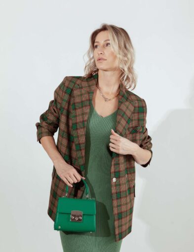 Checkered Double – Breasted Blazer