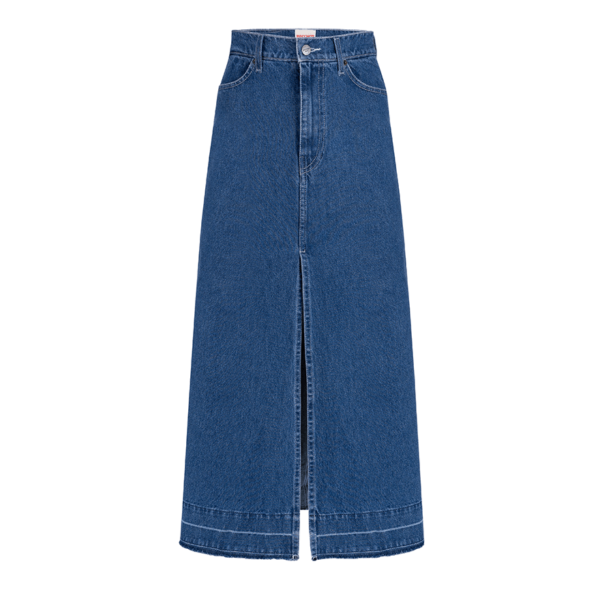Midi Denim Skirt in Blue