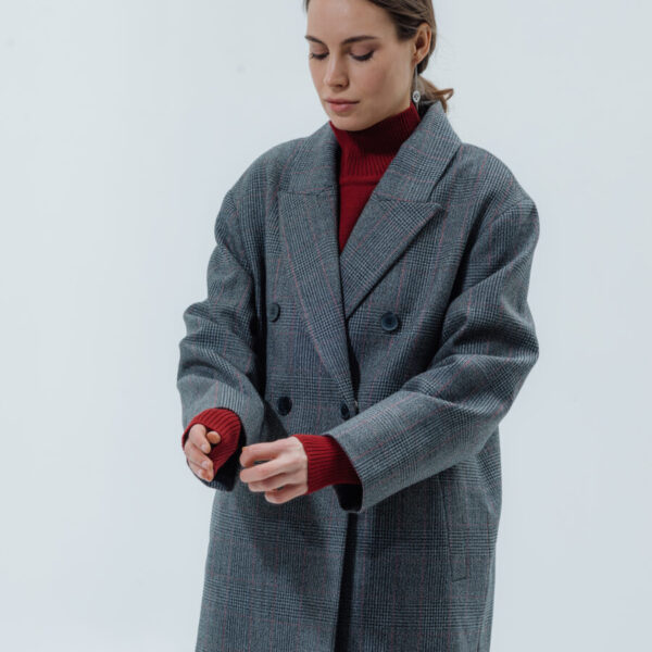 Wool Coat-Jacket Red Check by Momot