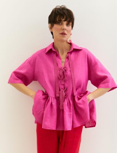 Pink blouse “Frill” linen