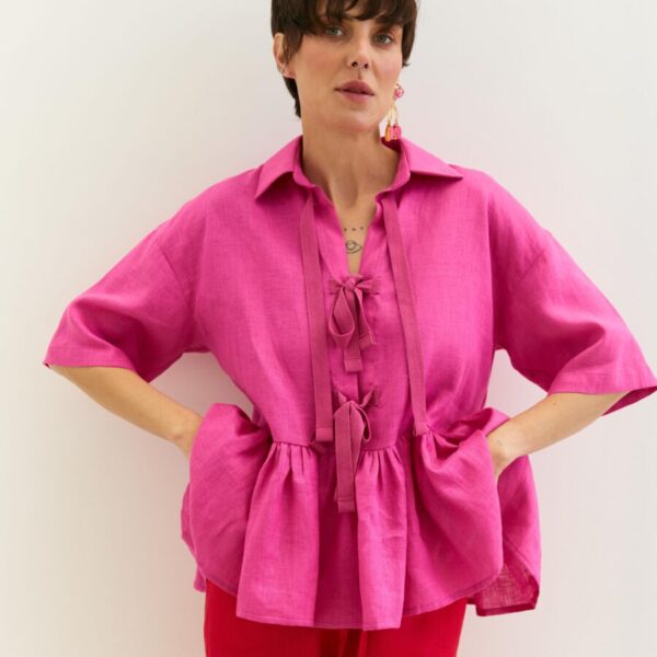 Pink blouse “Frill” linen