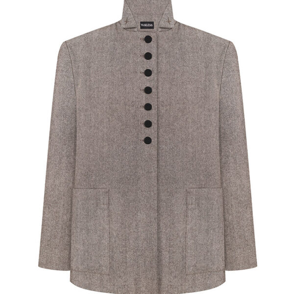 Standing Collar Brown Jacket