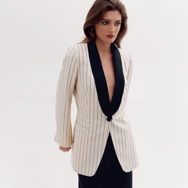 White Striped Blazer