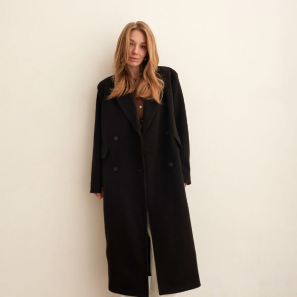 Black Classic Straight  Coat