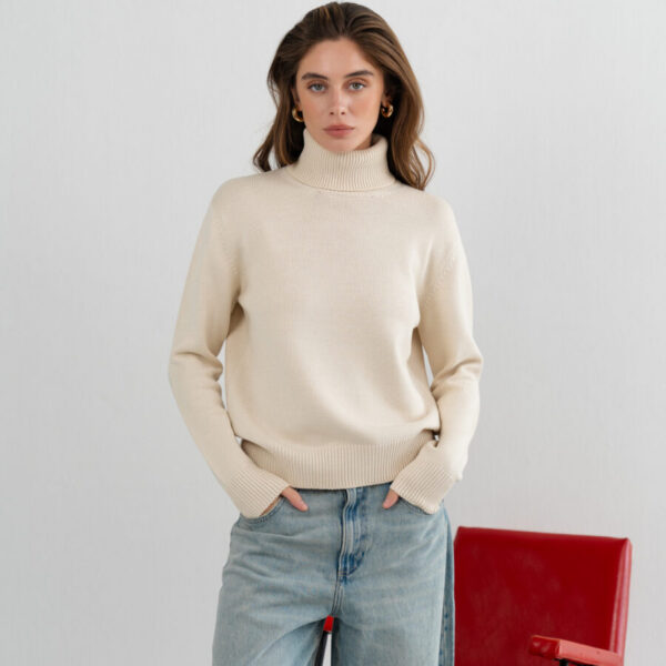 Cream Turtleneck Sweater