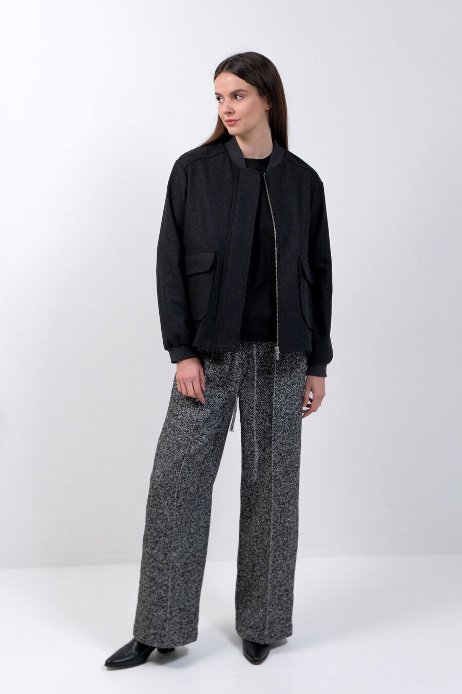 Dark Grey Wool Bomber - Image 7