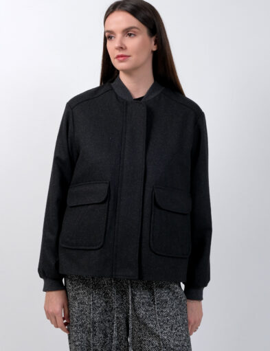 Dark Grey Wool Bomber