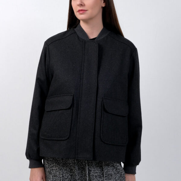 Dark Grey Wool Bomber