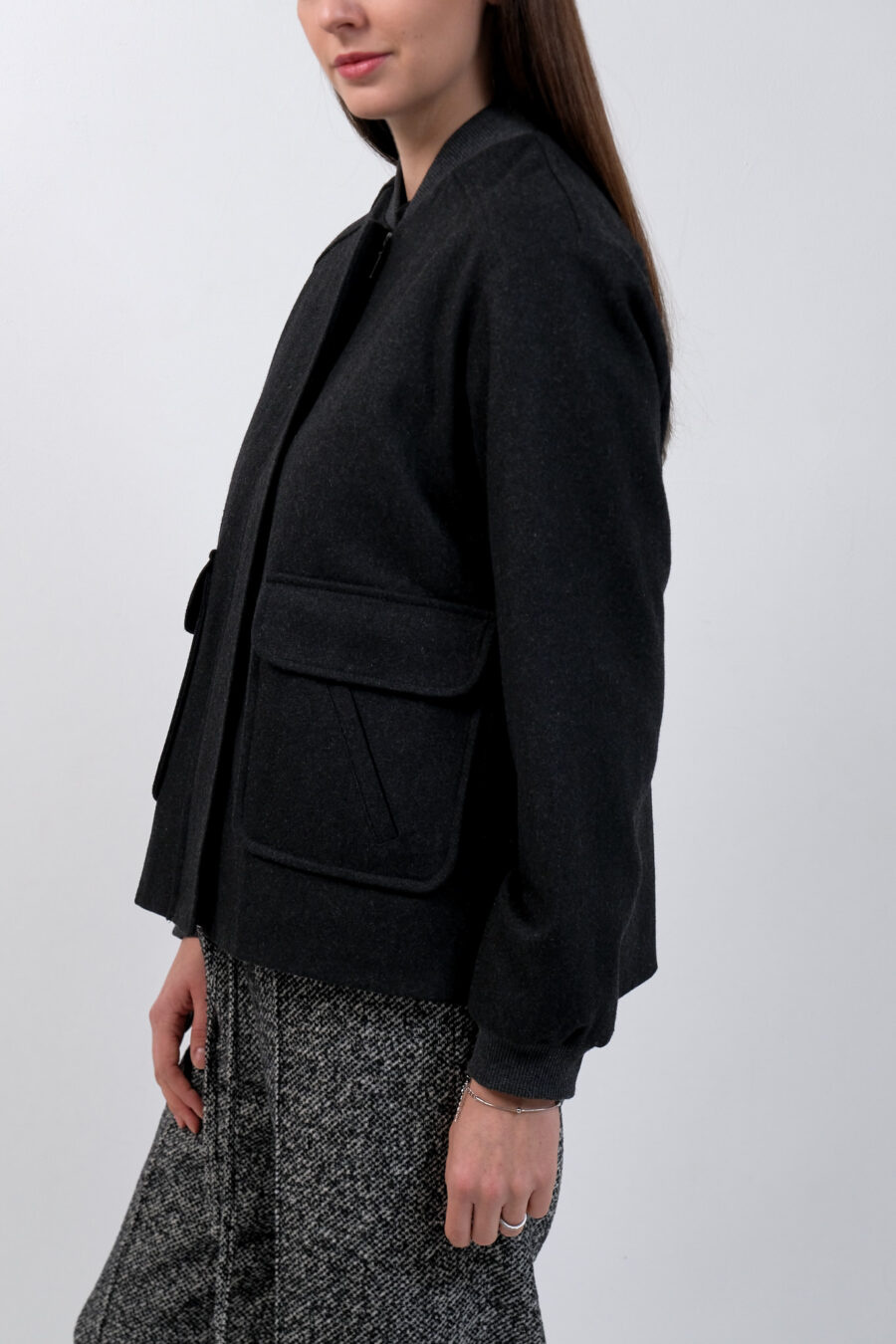 Dark Grey Wool Bomber - Image 4
