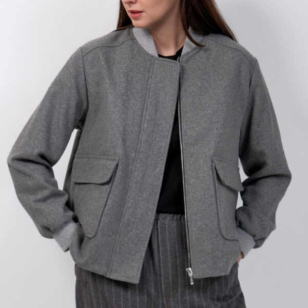 Grey Wool Bomber