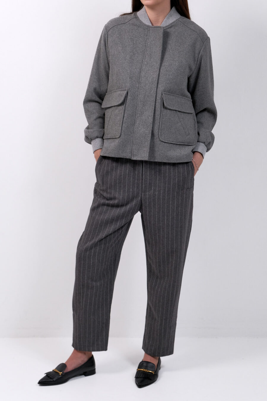 Grey Wool Bomber - Image 7