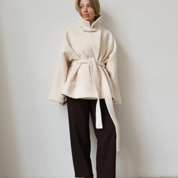 Short Wool-Blend Milk Coat