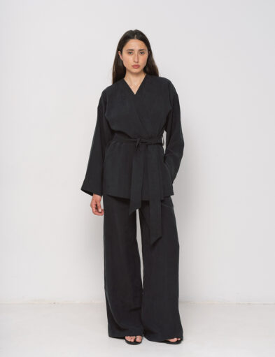 Black Tencel Kimono Set