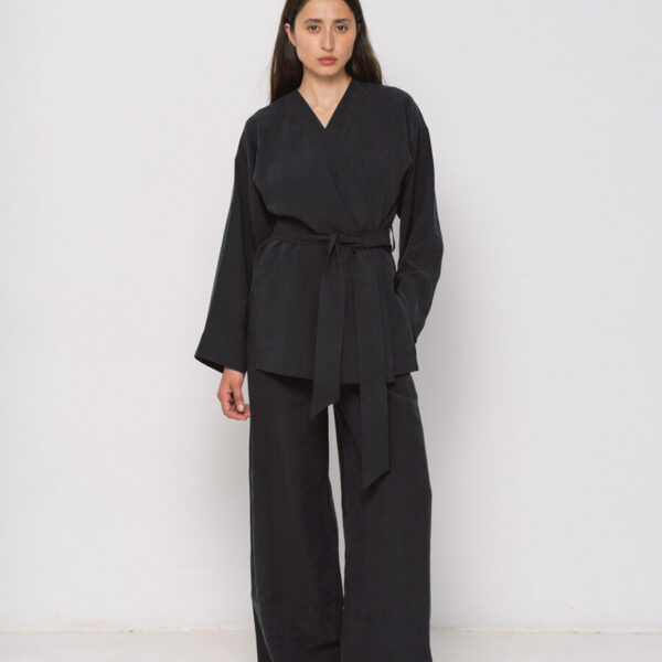 Black Tencel Kimono Set