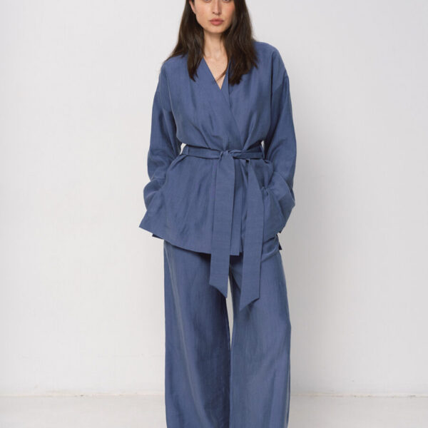 Dark Blue Chameleon Kimono Set