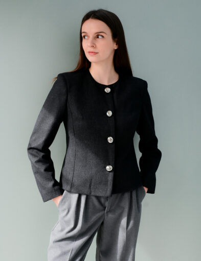 Tailored Wool Jacket with Statement Buttons