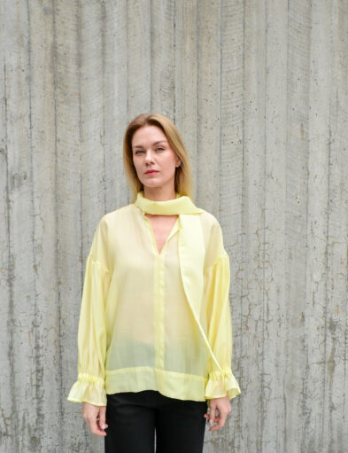 Elegant Yellow Viscose Blouse
