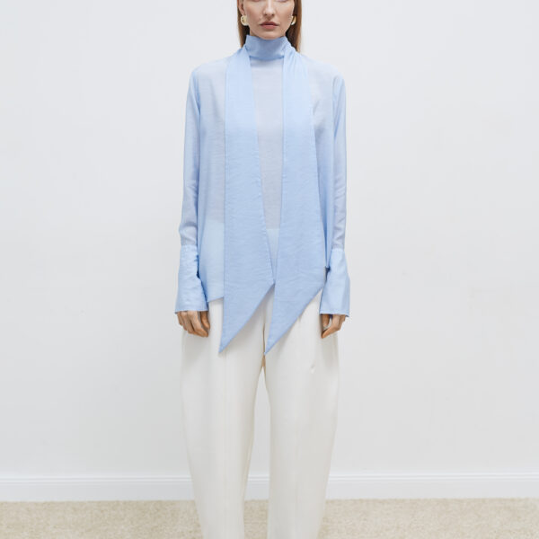 Blue Scarf-Detailed Blouce