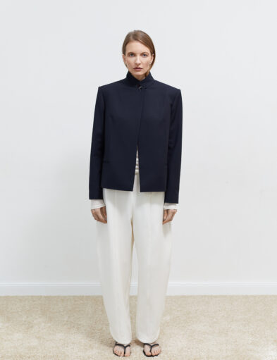 Navy Blue Straight Jaket With Clip