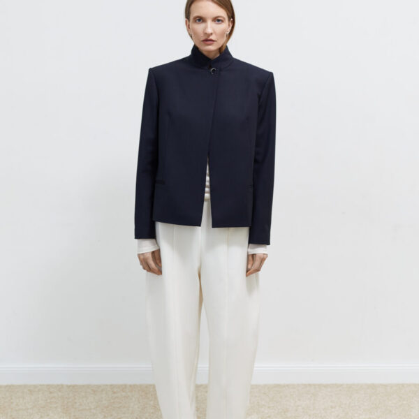 Navy Blue Straight Jaket With Clip