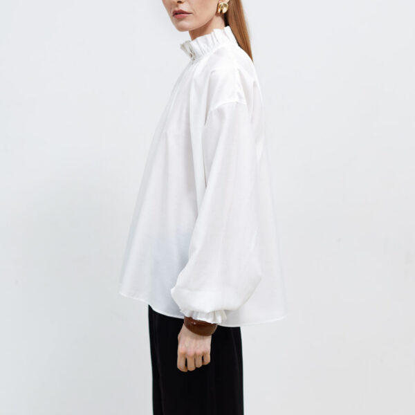 White Ruffle-Colar Blouse