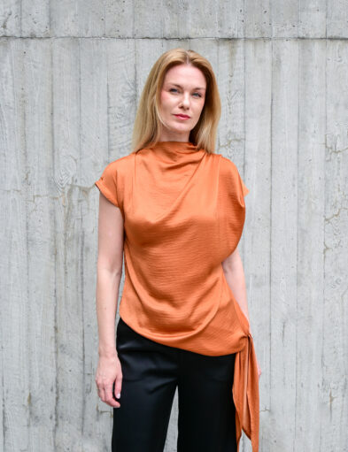 Asymmetrical Satin Terracotta Top