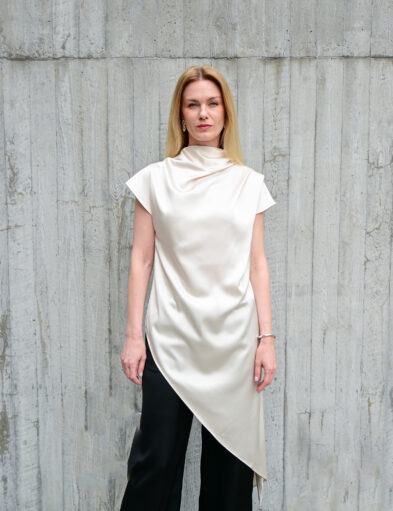 Asymmmetrical Milk Silky Top