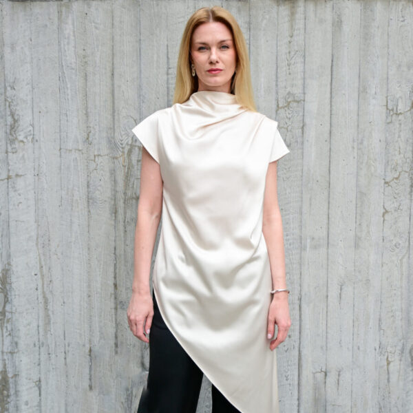 Asymmmetrical Milk Silky Top
