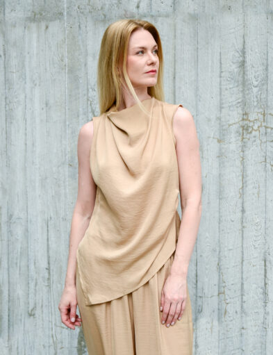 Beige Silky Tank Top