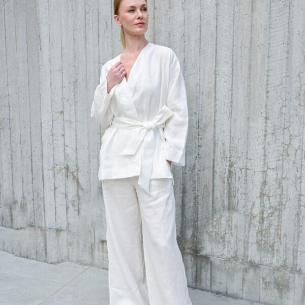 Milk Linen Kimono Set
