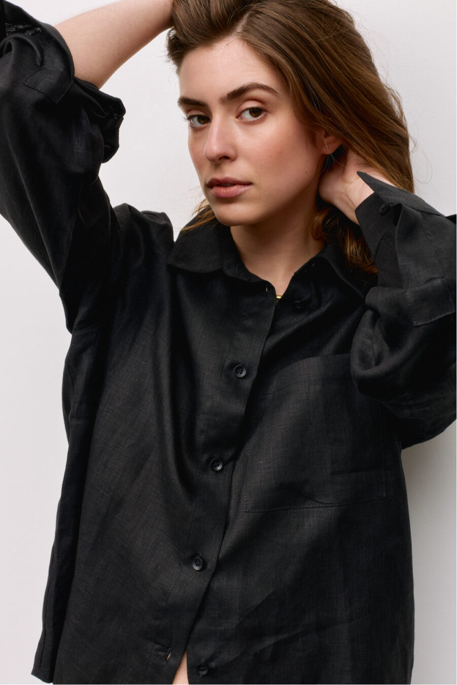 Black Linen Shirt and Shorts Set - Image 5