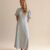 Light Blue Viscose Dress with Lantern Sleeves