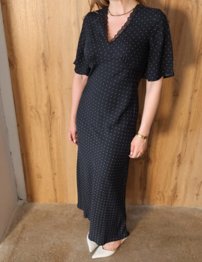 Navy Blue Polka Dot Dress