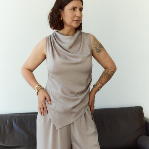 Satin Light Grey Tank Top