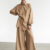 Biege Crash-Satin Trousers