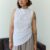 Face Crash Satin White Tank Top