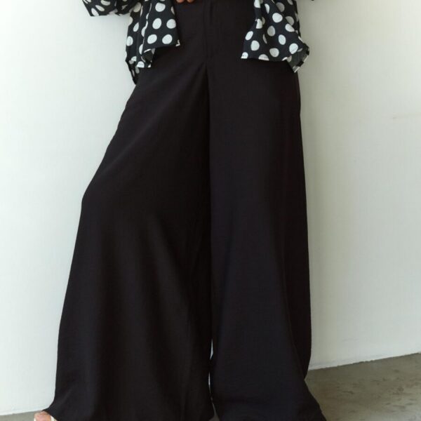 Black Crash-Linen Palazzo Trousers