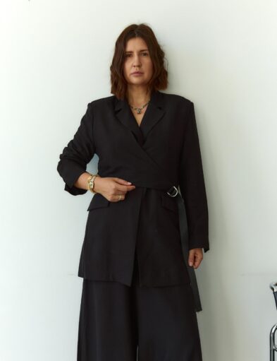 Black Crash-Linen Jacket Yana