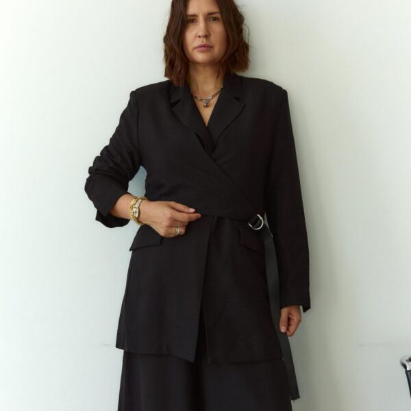 Black Crash-Linen Jacket Yana
