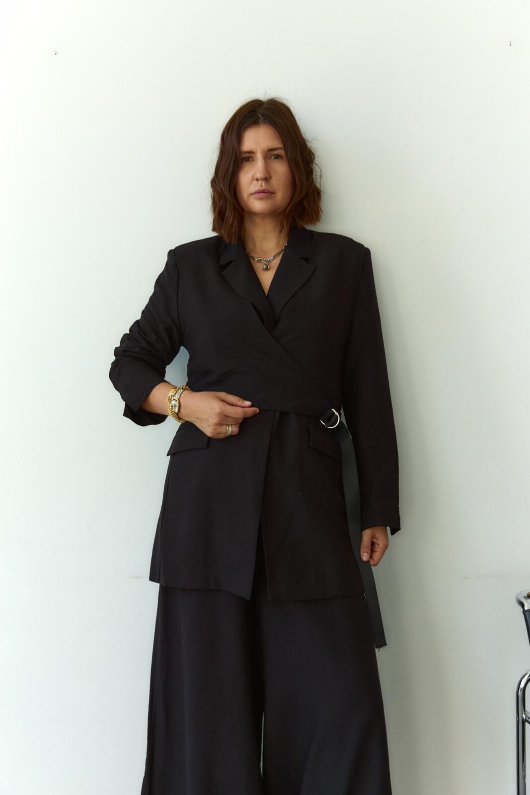 Black Crash-Linen Jacket Yana
