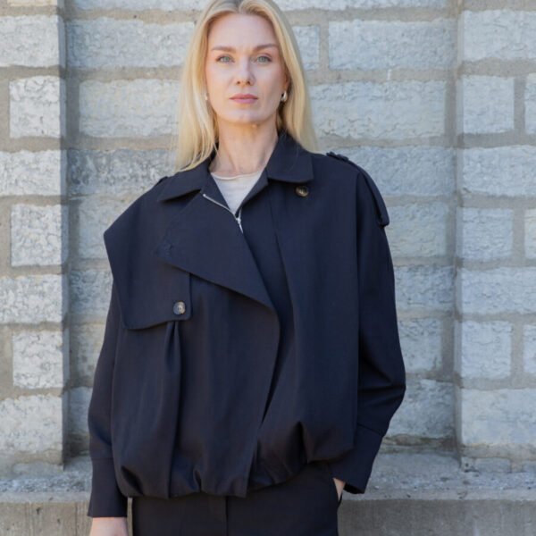 Black Cotton Bomber Jacket