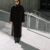 Black Gathered Collar Coat