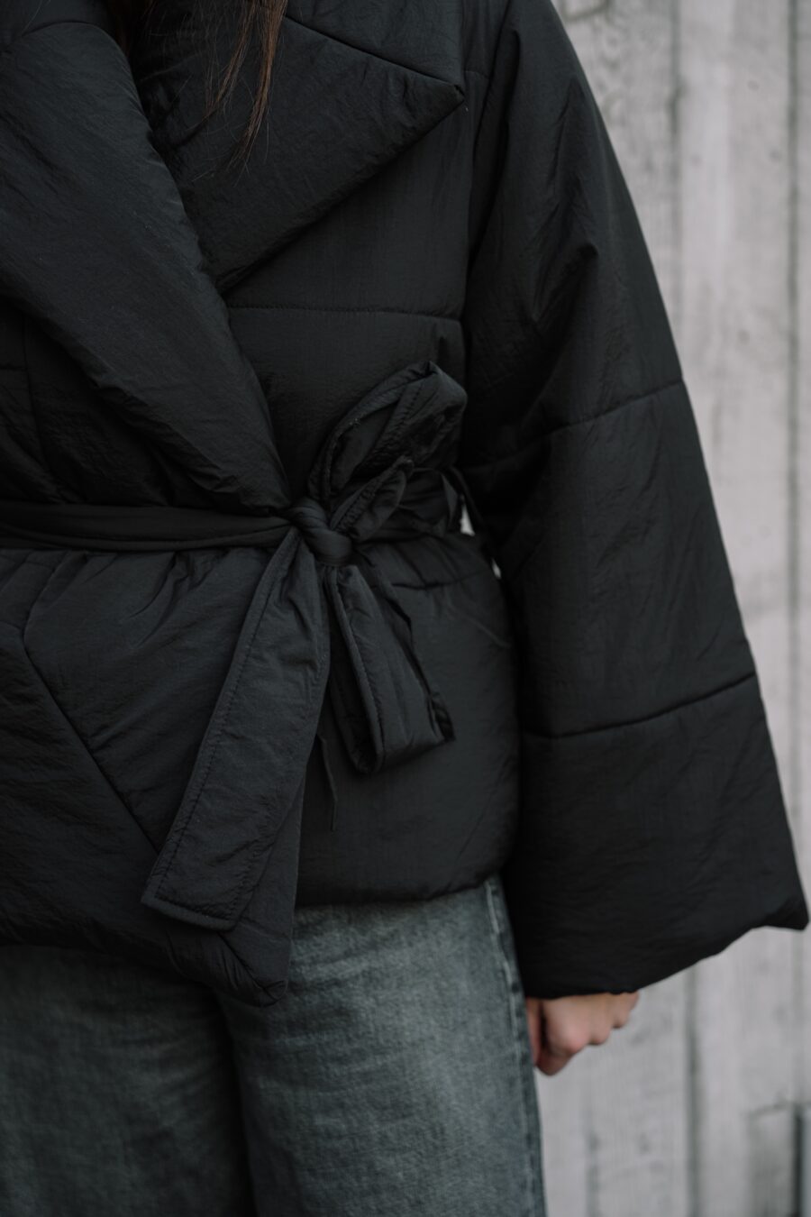 Black Kimono Winter Jacket - Image 6