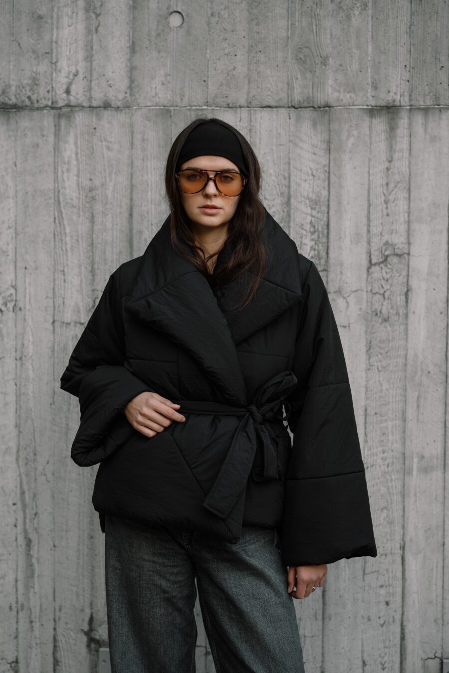 Black Kimono Winter Jacket - Image 4