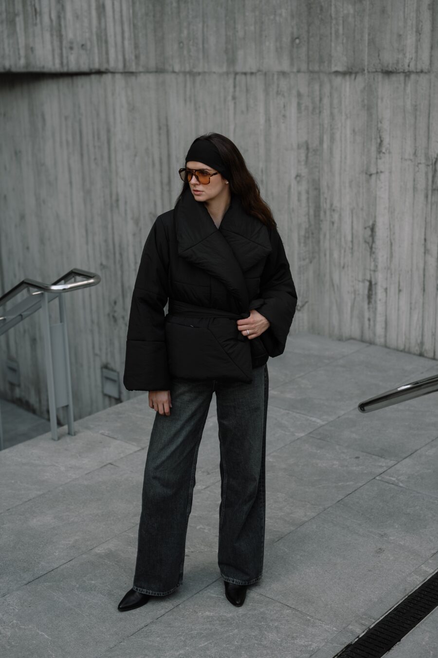 Black Kimono Winter Jacket - Image 3