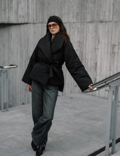Black Kimono Winter Jacket