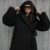 Black Long Kimono Winter Jacket