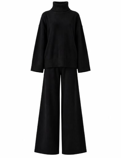 Black Knitted Wool Set